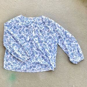 Lucky Brand | Paisley Print Blouse in Blue and White |Size L